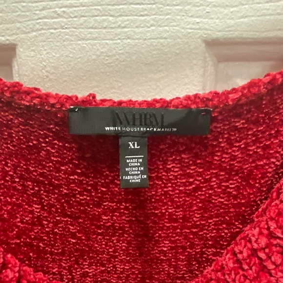 White House Black Market Red Cowl Neck Chenille Sweater Size XL - Picture 3 of 3